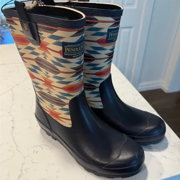 Pendleton Navy Rubber Sole Boots - Picture 2 of 4